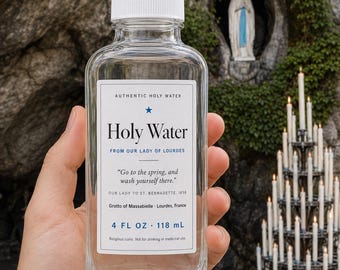 Heiliges Wasser von Lourdes, authentisches Quellwasser, handgeschöpft in der Grotte in Frankreich, 120 ml Glasflasche, katholisches Mariengeschenk