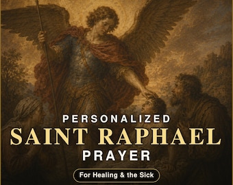 Personalisierte Heilungsgebetkarte des Heiligen Raphael (Digitaler Download)