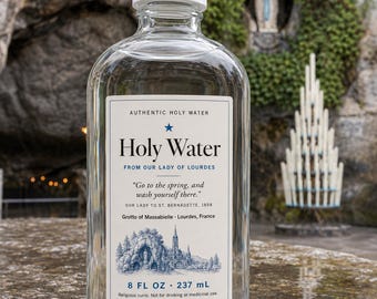 Authentisches Weihwasser aus der Lourdes-Grotte, 237 ml Glasflasche, katholisches Andachtsgeschenk