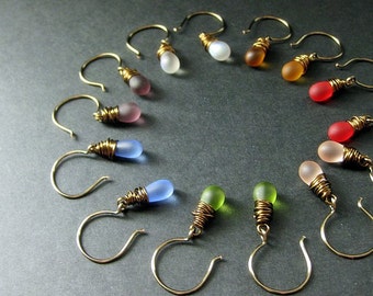 BRONZE Earrings - Seven Teardrop Earrings for the Price of Six - Wire Wrapped Dangle Earrings. Handmade Jewelry.