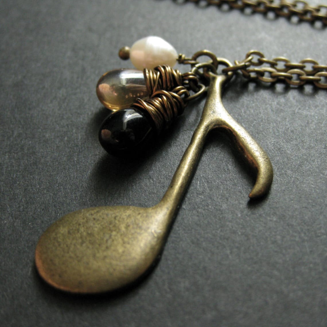 Music Necklace. Musical Note Necklace With Wire Wrapped Etsy