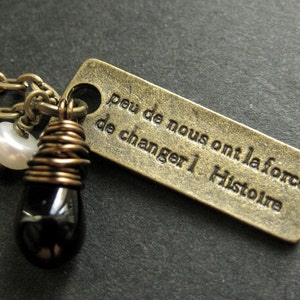French Necklace. Charm Necklace. Few of us have the greatness to bend History Kennedy Quote Necklace. Handmade Jewelry. image 1