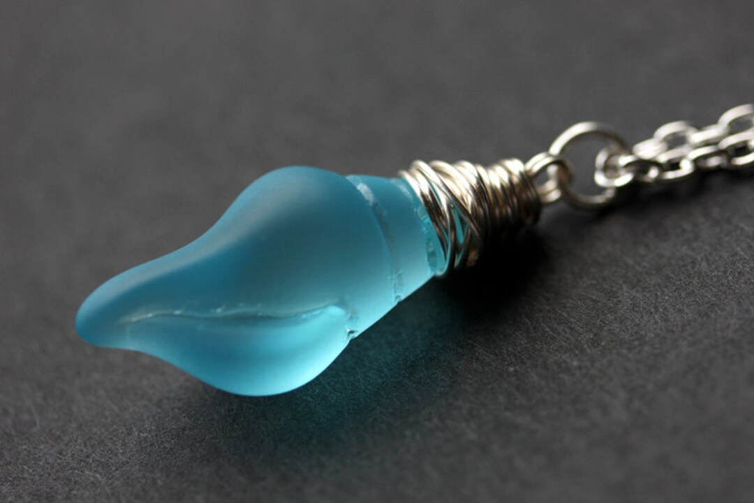 Conch Shell Necklace. Pacific Blue Seaglass Necklace. Turquoise ...