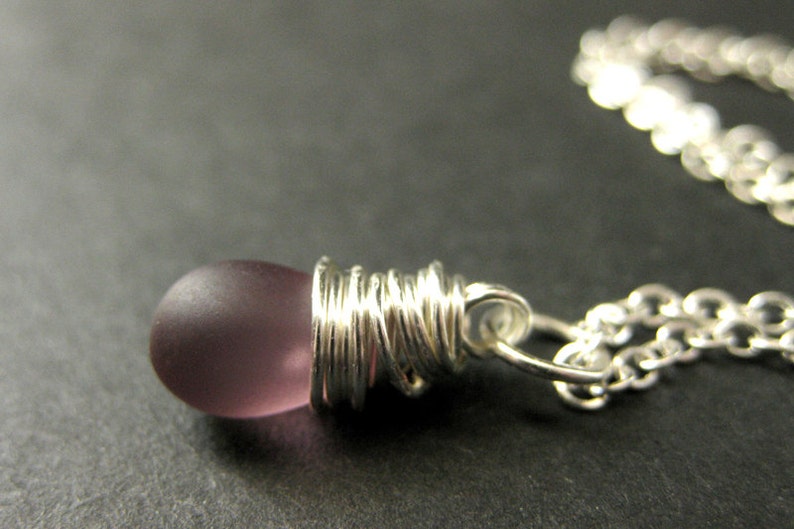 Clouded Purple Teardrop Necklace in Silver. Bridesmaid | Etsy