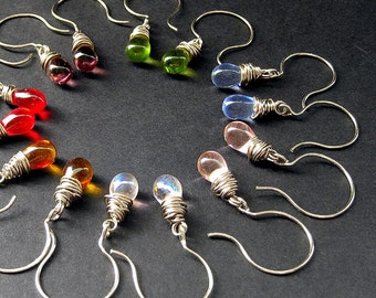 STERLING SILVER Wire Wrapped Earrings - Set of Seven for the Price of Six. Handmade Jewelry.