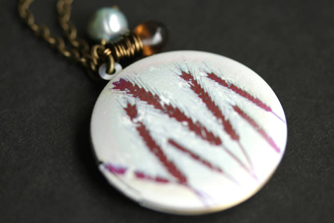 Reeds and Weeds Locket Necklace. Reeds Necklace With Brown Etsy
