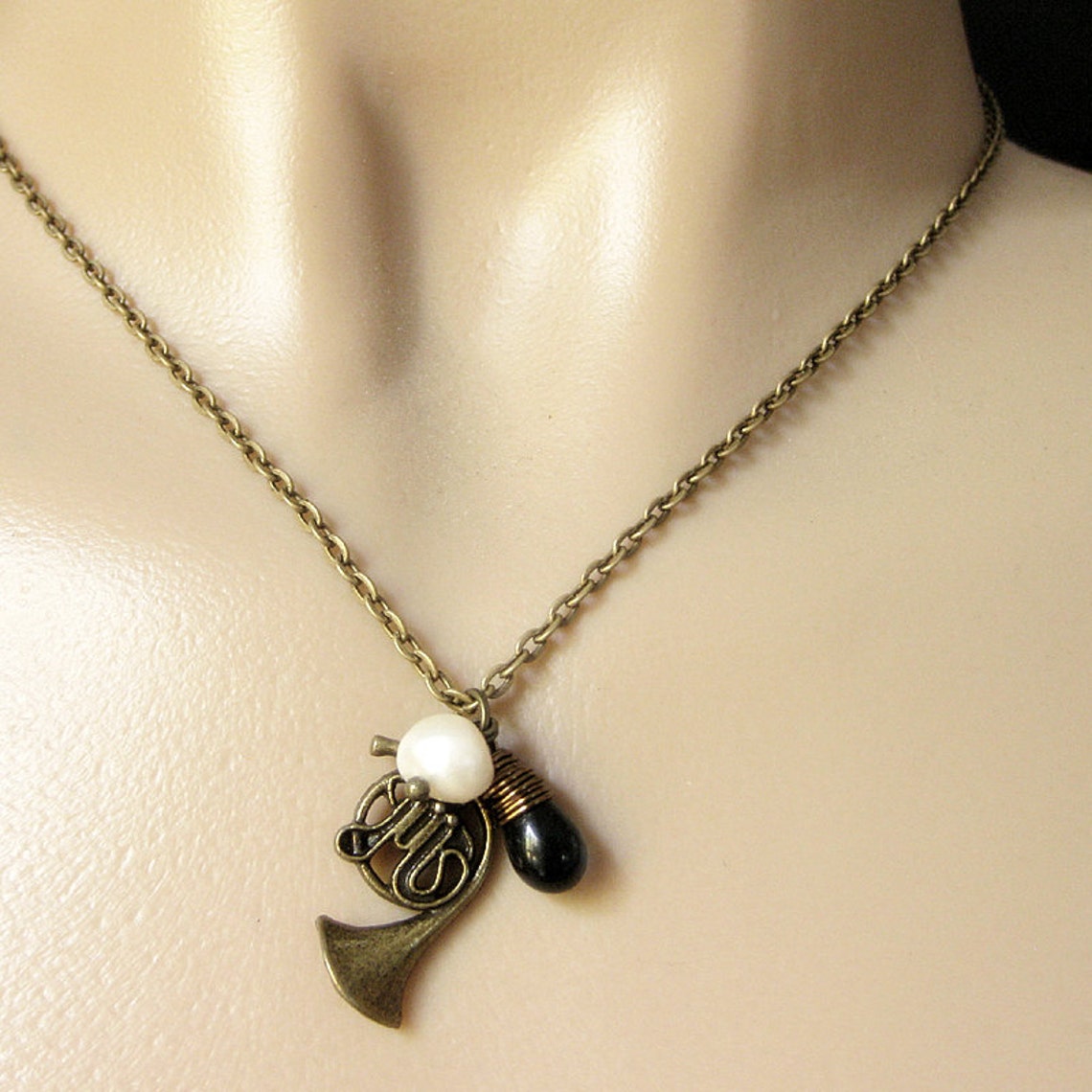 French Horn Necklace. Music Necklace. Instrument Pendant. Etsy