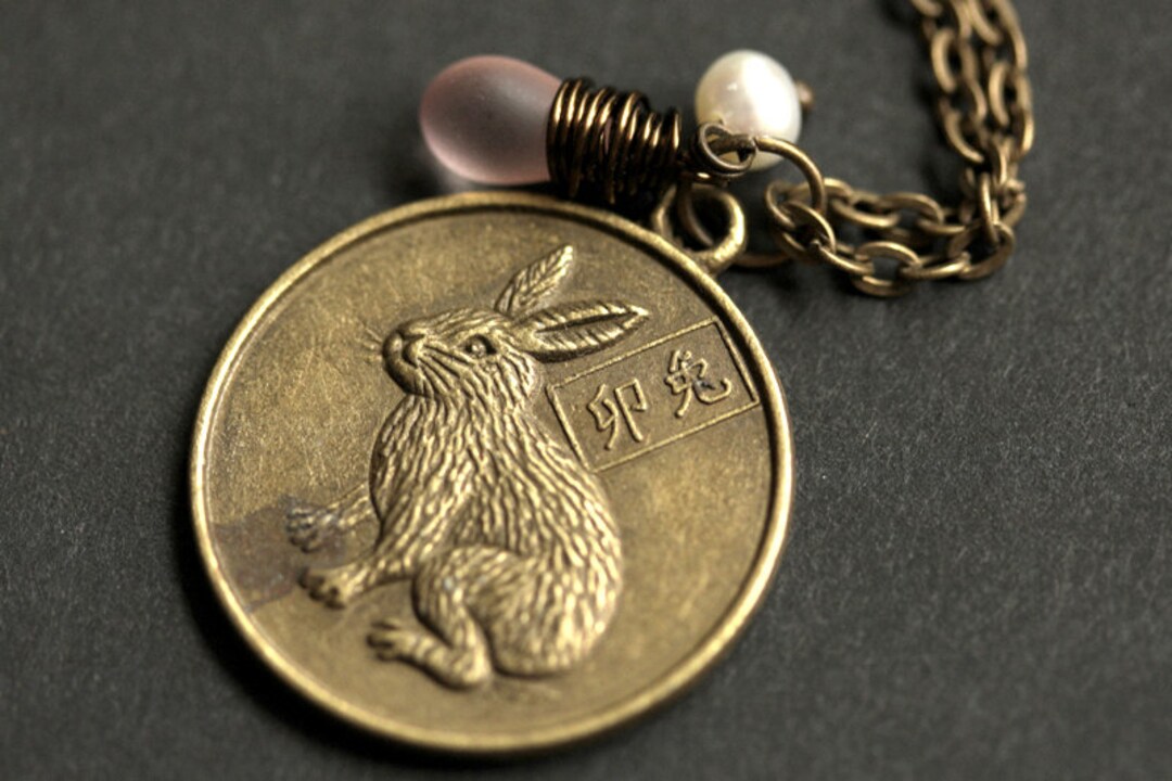Rabbit Chinese Zodiac Necklace. Chinese Astrology Necklace. Asian ...