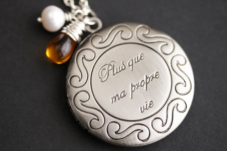 More Than My Own Life Locket. French Quote Stamped Locket | Etsy