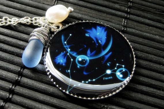 Pisces zodiac sign necklace deals