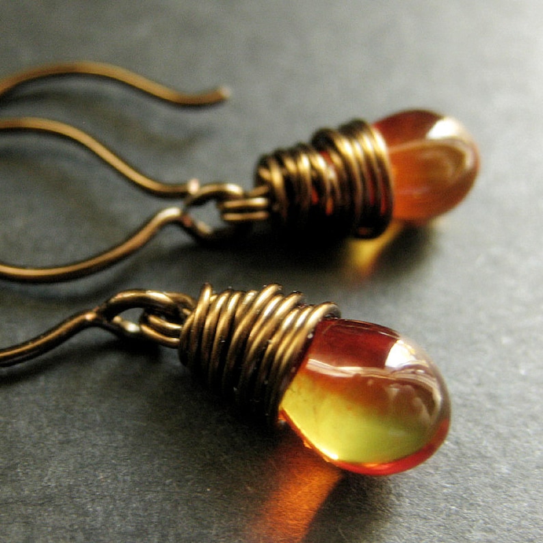 •FLAMING HEARTS• recycled silver & bronze stud earrings