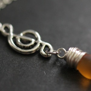 Clouded Honey Teardrop Necklace. Musical Note Necklace. Treble Clef Necklace. Music Necklace in Silver. Handmade Jewelle