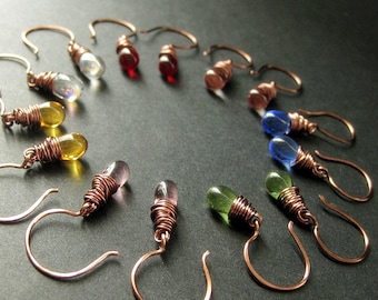 COPPER Earrings - Seven Earrings for the Price of Six - Wire Wrapped Teardrop Earrings. Handmade Jewelry.