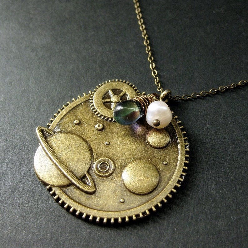Universe Necklace. Space Necklace. Galaxy Pendant in Bronze Etsy