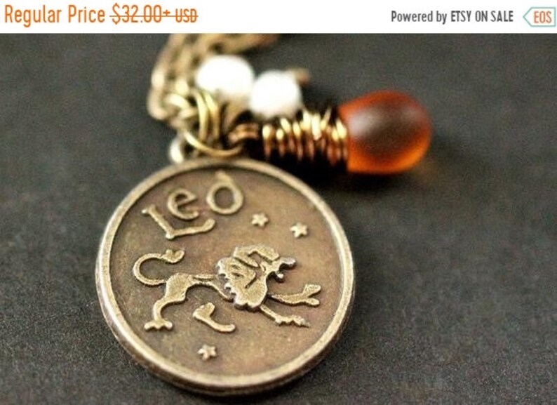 Back To School Sale Leo Necklace Zodiac Necklace Sun Sign Etsy