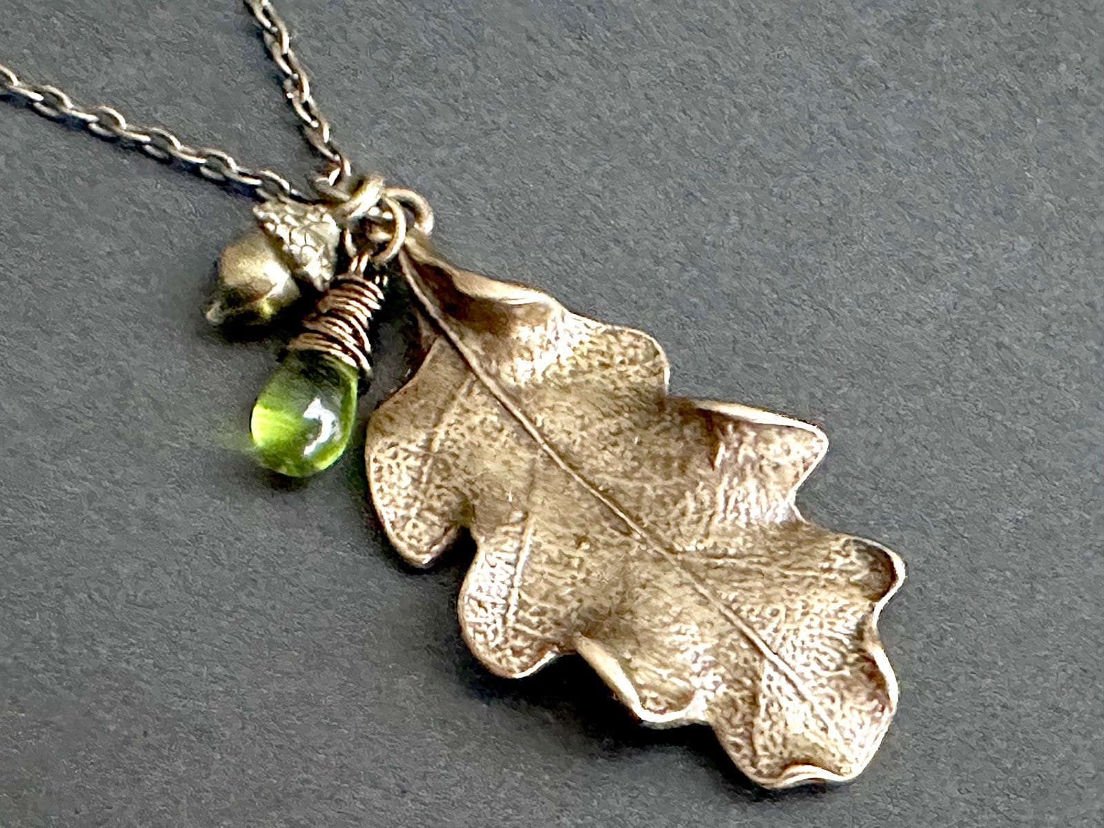 Oak Leaf and Acorn Necklace. Oak Leaf Necklace. Bronze Oak Leaf