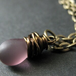 Teardrop Necklace. Clouded Purple Teardrop Necklace in Bronze. Bridesmaid Necklace. Handmade Jewelry.