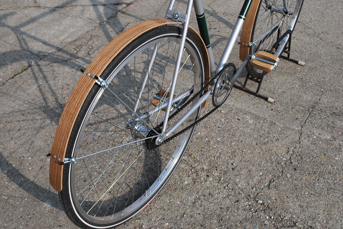 Fahrrad Holz Fender Paar vorne und hinten Eiche verzinkt