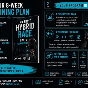 Plan de entrenamiento híbrido de 8 semanas para carreras: programa de carrera, fuerza y ​​resistencia (PDF digital).