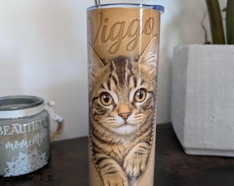 Bicchiere termico personalizzato con foto di un gatto | Bicchiere termico personalizzato