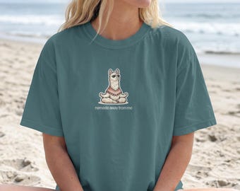 Namaste Away From Me Shirt, Funny Llama Yoga Comfort Colors Tee, Sarcastic Meditation T-Shirt, Introvert Gift for Her