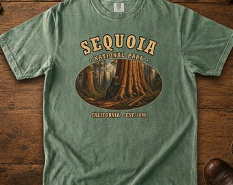 Sequoia National Park Shirt, Black Bear Comfort Colors Tee, Vintage California Giant Trees T-Shirt, Hiking Gift