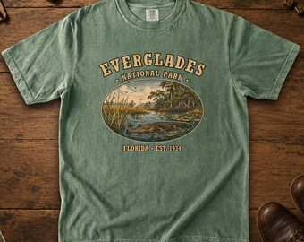 Everglades National Park Shirt, Alligator Comfort Colors Tee, Vintage Florida Swamp T-Shirt, Camping Gift