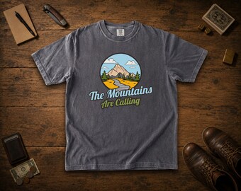 The Mountains Are Calling Shirt, Retro Hiking Comfort Colors Tee, Vintage Mountain T-Shirt Gift