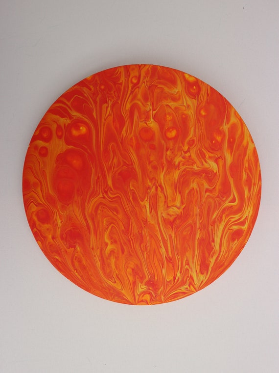 Fire Pit Circular Red Orange And Yellow Acrylic Pour Etsy