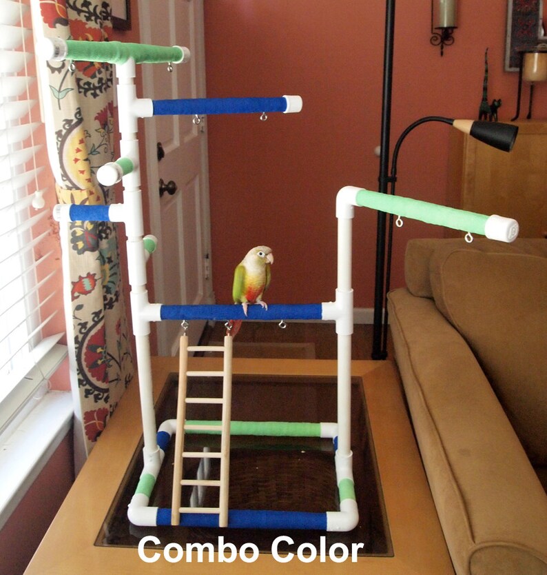 CHOOSE COLOR Tabletop or Cagetop PVC Bird Gym Play Stand with Etsy