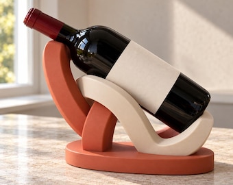 Portabottiglie a nodo intrecciato, supporto geometrico stampato in 3D, decorazione moderna per cucina e bar.