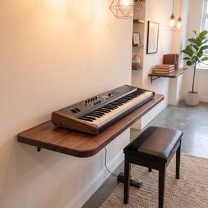 Wall Mounted Piano Keyboard Stand: Solid Wood Piano Desk for Mid Century Homes