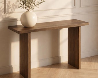 Console étroite en bois massif : Table d'entrée minimaliste, meuble à placer derrière un canapé
