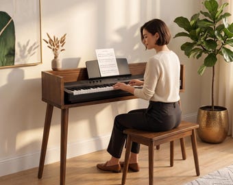 Massivholz Klavier Tastatur Ständer, Offener Rahmen Klavier Schreibtisch für Mid Century Häuser
