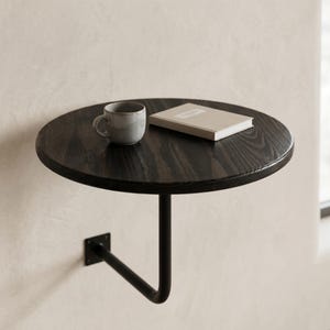 Solid Wood Wall Mounted Round Table for Small Spaces, Modern Drink Table