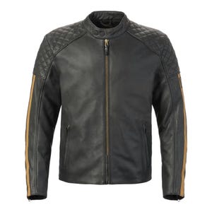 Chaqueta de moto de cuero Triumph x 007 James Bond / Abrigo de motorista negro D3O Armor