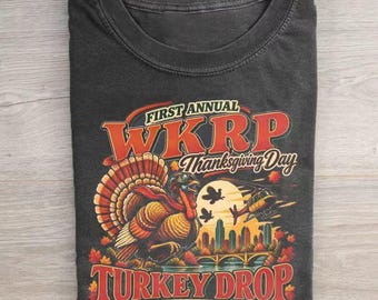 WKRP Turkey Drop Shirt, Thanksgiving Sweatshirt, Vintage TV Show Hoodie, As God Is My Witness Turkey Trot, Funny Holiday Gift
