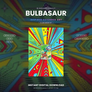 Bulbasaur 037 Extended Binder Art | Mega Evolution Promo | Printable 9-Pocket Display | Fan Art, A4 + US Letter | Digital Download