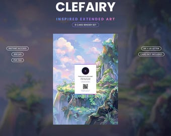 Clefairy 094/088 Extended Binder Art | Printable 9-Pocket Display | Inspired Fan Art, A4 + US Letter | Card Not Included