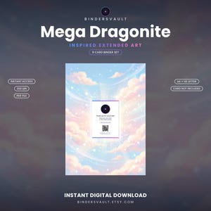 Mega Dragonite ex 271/217 Extended Binder Art | Printable 9-Pocket Display | Inspired Fan Art, A4 + US Letter | Card Not Included