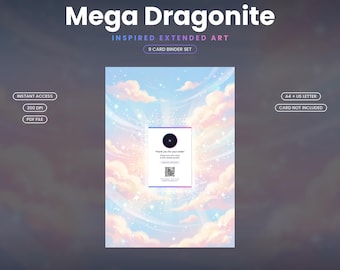 Arte para carpeta extendida de Mega Dragonite ex 271/217 / Exhibidor imprimible de 9 bolsillos / Arte de fan inspirado, A4 + Carta estadounidense / Tarjeta no incluida