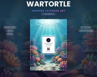 Wartortle 171/165 Arte para carpeta extendida / Exhibidor imprimible de 9 bolsillos / Arte de fan inspirado, A4 + Carta estadounidense / Tarjeta no incluida