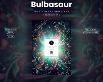 Bulbasaur 133/132 Arte para carpeta extendida / Exhibidor imprimible de 9 bolsillos / Arte de fan inspirado, A4 + Carta estadounidense / Tarjeta no incluida