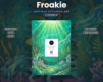 Froakie 088/086 Carpeta extendida con ilustraciones / Exhibidor imprimible de 9 bolsillos / Fan art inspirado en el artista, tamaño A4 + Carta estadounidense / Tarjeta no incluida