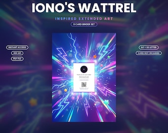 Iono's Wattrel 231/217. Arte para carpeta extendida / Exhibidor imprimible de 9 bolsillos / Arte inspirado en fans, A4 + Carta estadounidense / Tarjeta no incluida