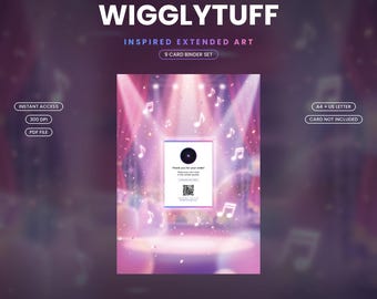 Wigglytuff 105/094 Carpeta extendida con ilustraciones / Exhibidor imprimible de 9 bolsillos / Fan art inspirado en el artista, tamaño A4 + Carta estadounidense / Tarjeta no incluida