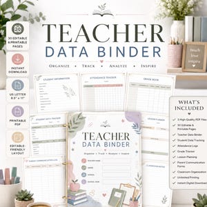 Raccoglitore dati per insegnanti stampabile / 30 pagine, organizzazione della classe (download digitale)