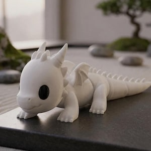 Weißer Baby Flexi Drache | Kleiner Articulated Dragon Desk Pet Fidget Toy