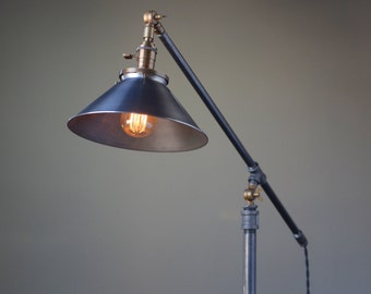 Standing Reading Lamp - Industrial Floor Lamp - Edison Floor Lamp  - Industrial Furniture - Iron Pipe - Model No. 1143