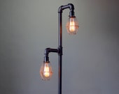 Pipe Floor Lamp - Industrial Floor Lamp - Edison Bulb - Standing Lamp - Bulb Cage - Modern Lamps